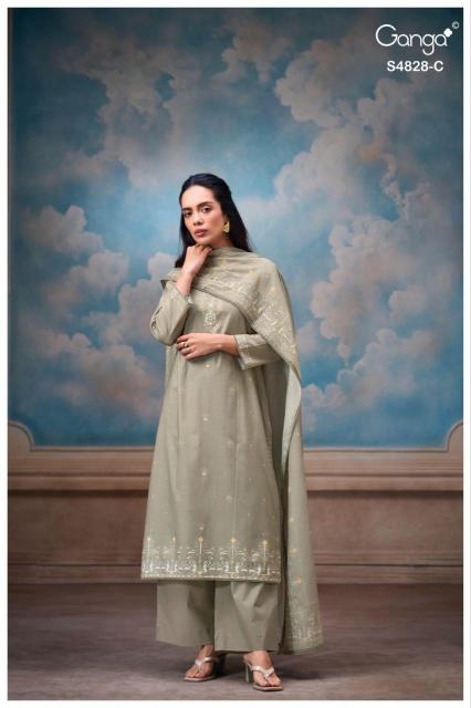 Ganga riyanshi 4828 lawn cotton dress material wholesale surat